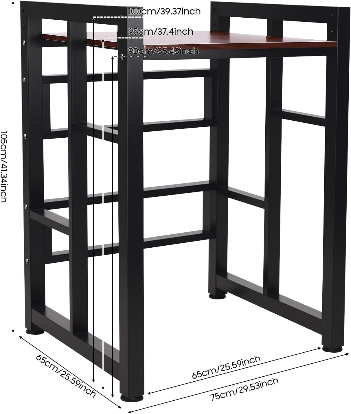 Washer Dryer Stacking Rack Stand, Heavy Duty Washer&Dryer Storage Shelves, Space Saver Stackable Storage Shelf for Laundry Room Apartments Bedrooms (Black, Teak Color)