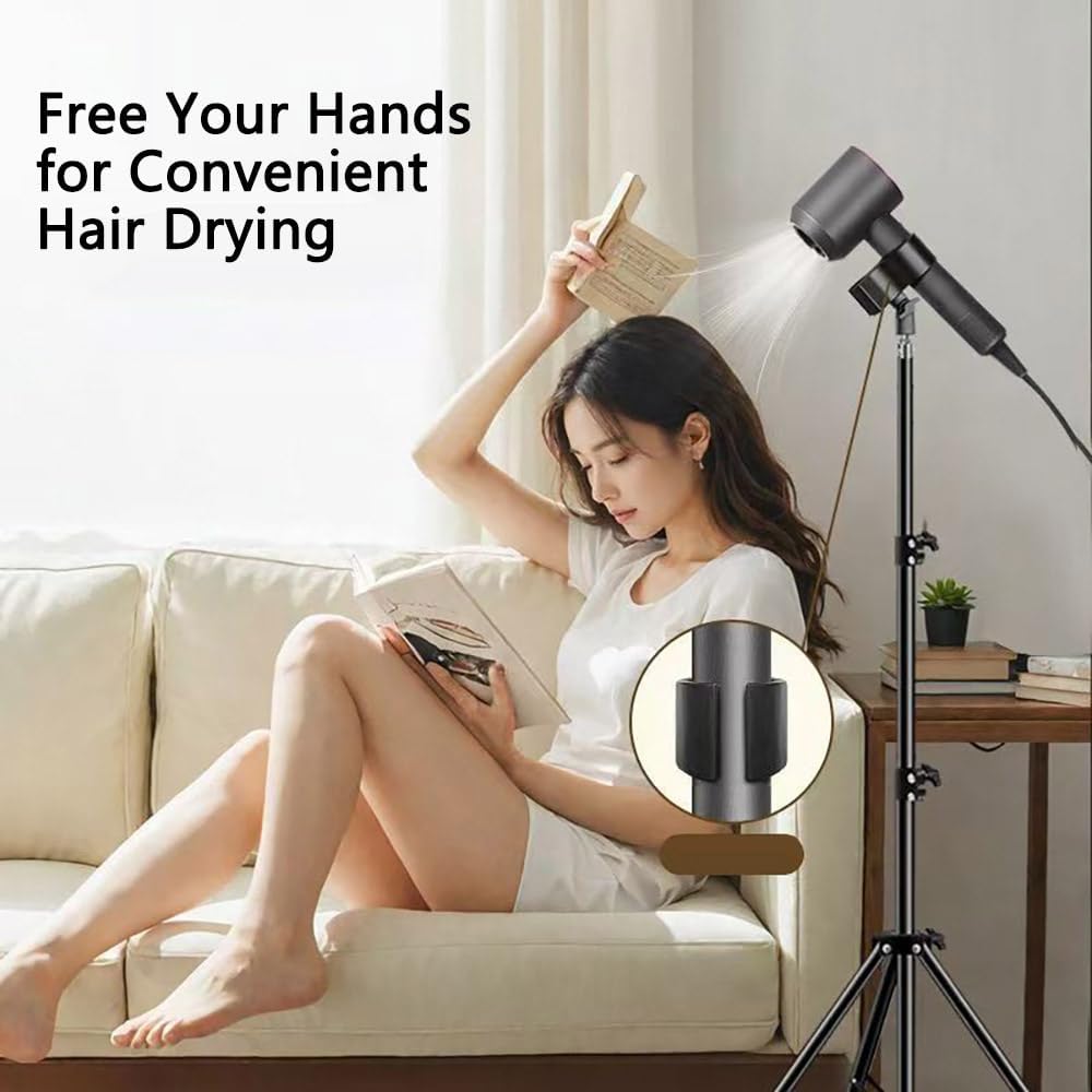 Hair Dryer Stand Holder Hands Free Adjustable Blow Dryer Stand with Universal Clamp Clip Sturdy Base