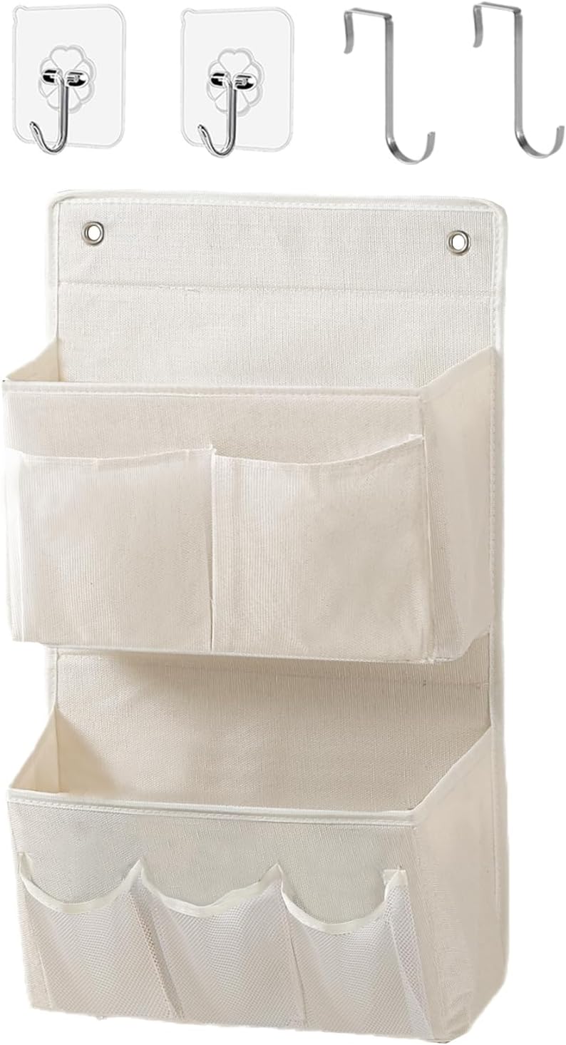 Wall Hanging Organizer – Over the Door Storage & Behind Door Organizer for Dormitory, Bathroom, Bedroom, Kitchen, Nursery, Space-Saving (White, 1 Pack)