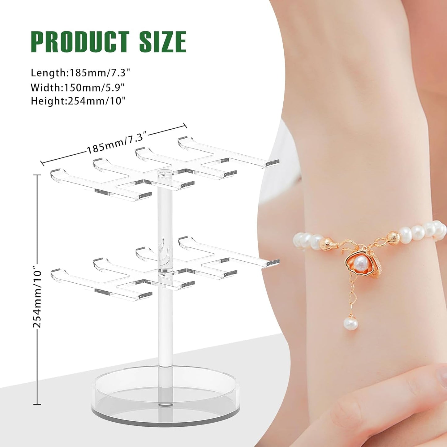 Bigfety Bracelet Holder Organizer, 2 Tier Acrylic Bracelet Display Stand for Women