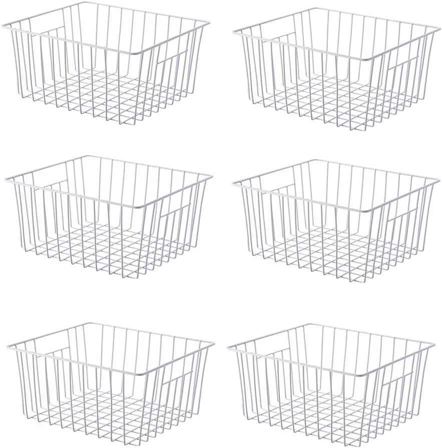 Freezer Storage Organizer Baskets, Household Refrigerator Chest Organization with Built-in Handles for Cabinets, Pantry, Closets, Bedrooms