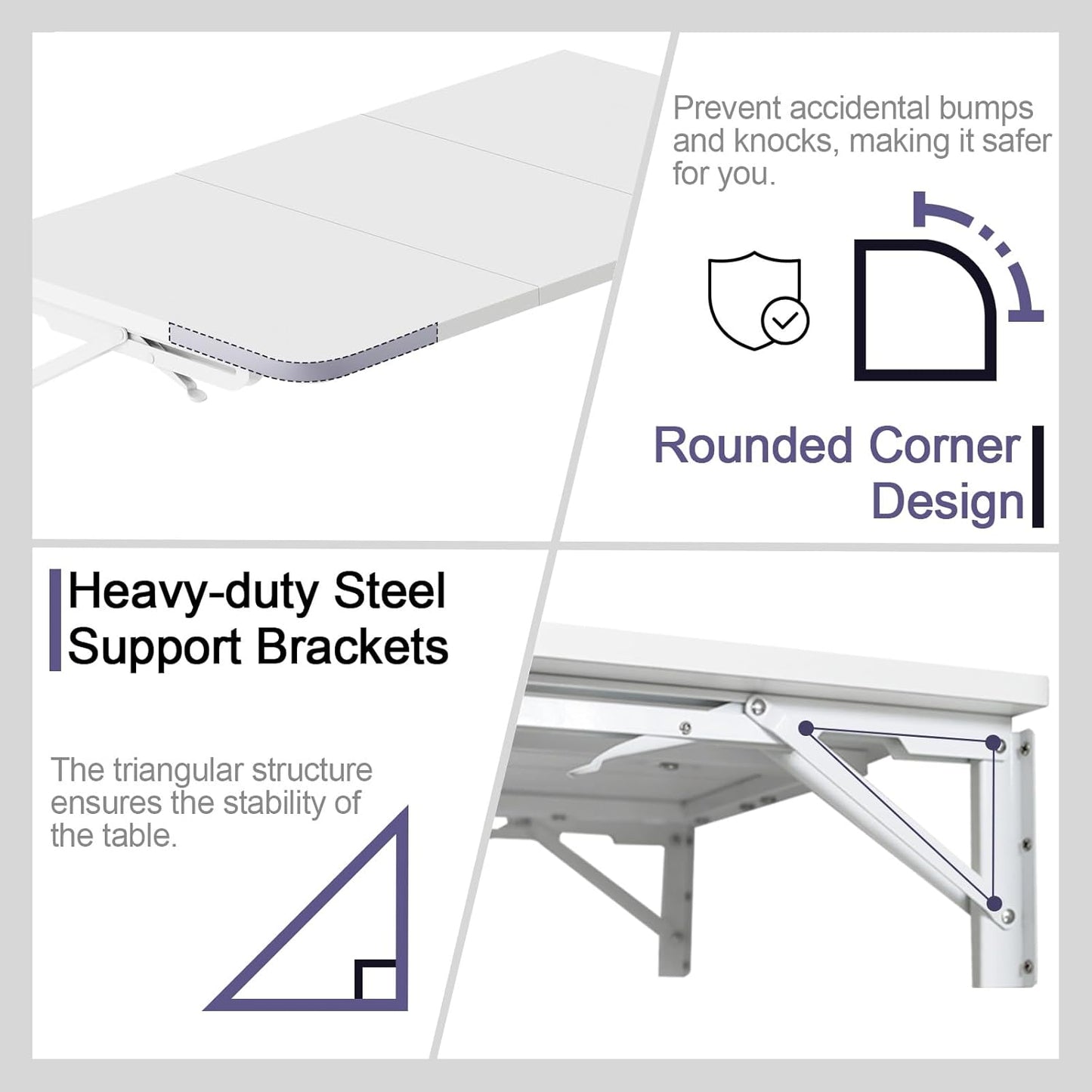 TEAMIX Wall Mounted Desk, White Folding Table for Small Spaces, Wall Floating Desk with Heavy Duty Brackets for Laundry Room,Kitchen,Office Storage