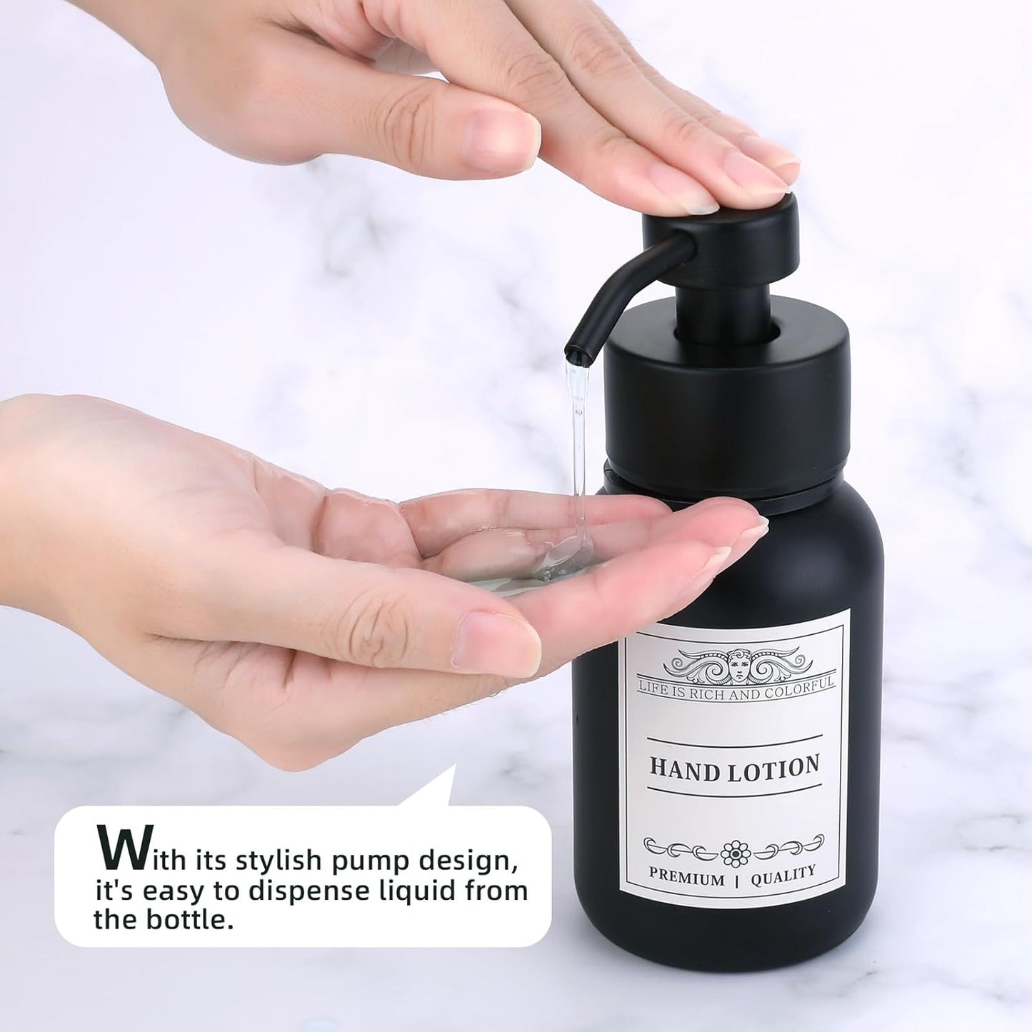 2-Pack Shower Soap Dispenser Set with Pump and Wall Mount, 8.5 Oz Soap and Lotion Dispenser Set with Waterproof Labels,Black
