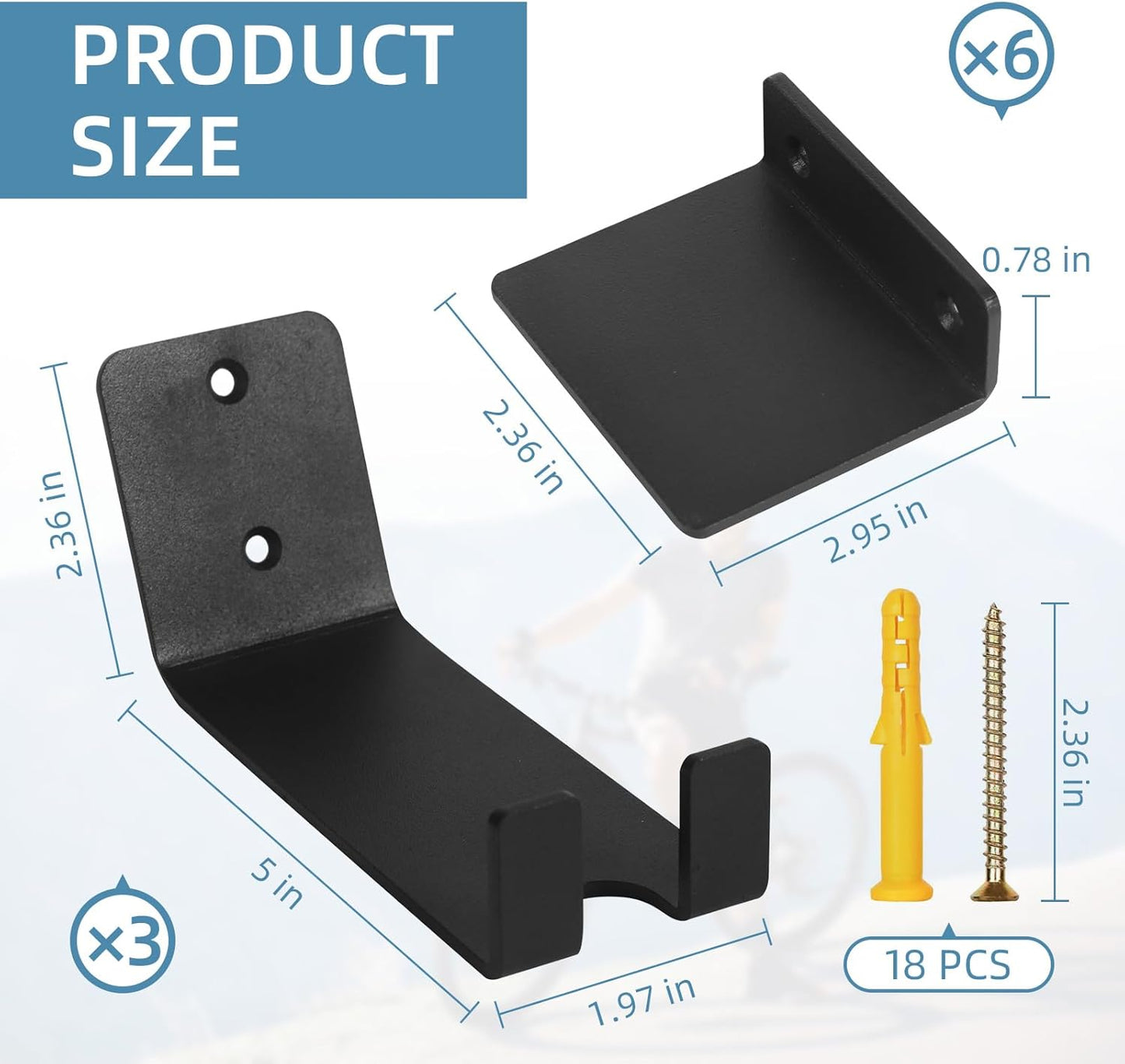 3 Pack Bike Wall Mount Bike Pedal Hanger Wall Mount Bike Hangers Heavy Duty for Garage Vertical Bike Wall Hangers Bike Display Stand Space Saving Wall Bike Rack (3 Pack)