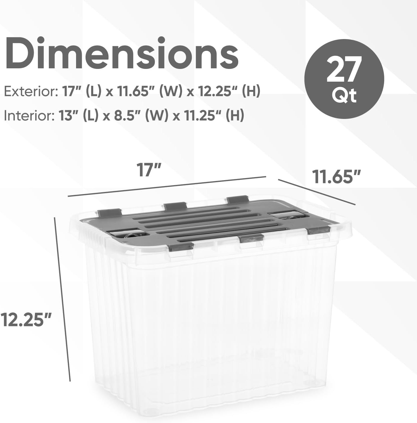 Superio 26 L Deep Storage Container with Hinged Lid (6 Pack)