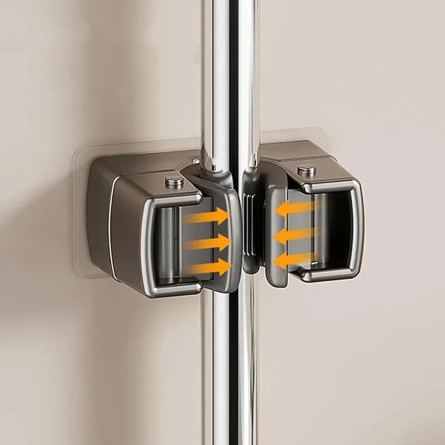 3 Pack Heavy Duty Mop Holder Wall Mount, Strong Adhesive Hanger for Broom Closet Organizer, Space Saving Utility Hooks for Bathroom Kitchen Garage Storage