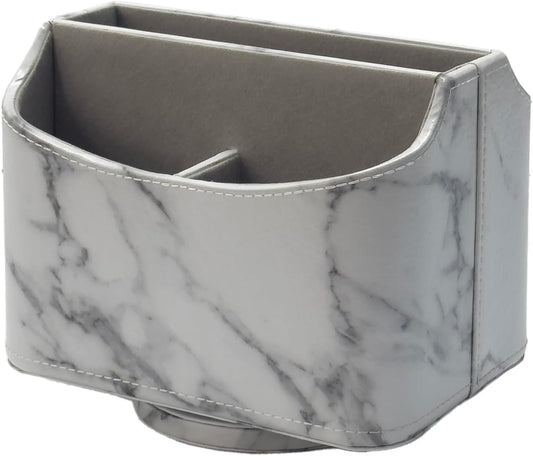 UnionBasic Rotating Desk Organizer, 360 Degree Desk Spinning Caddy, Desktop TV Guide/Mail/Media/Remote Controller Holder Organizer,Marble White