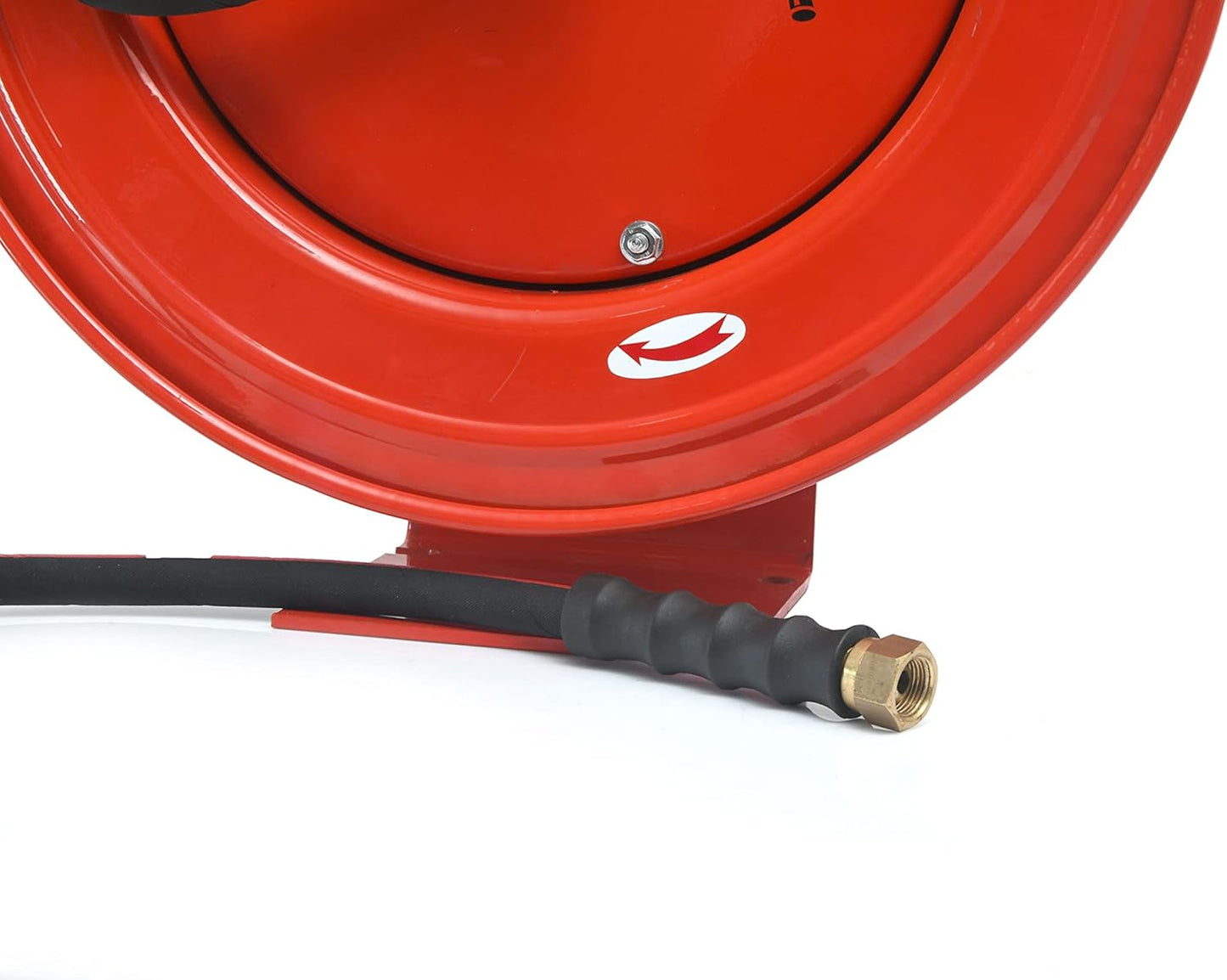 RMX Dino-Hide - Heavy-Duty Retractable Hose Reel w/Wrapped Finish Rubber Air Hose (3/8" x 50' w/ 18 Ga. Reel)