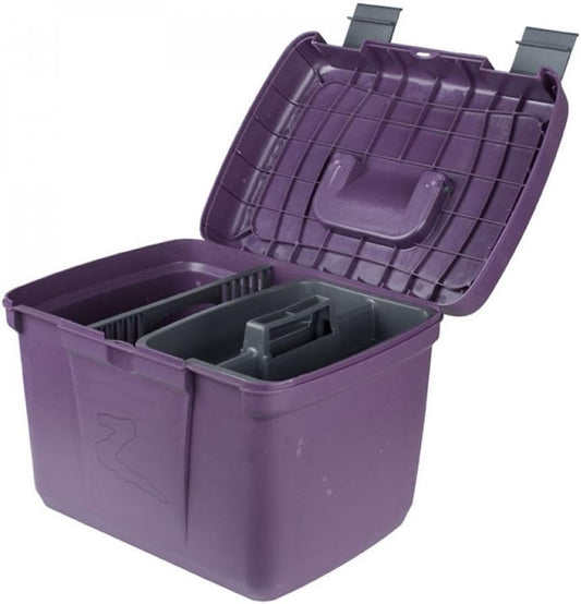 HORZE Smart Grooming Box for Horses, Dogs, Cats with Removable Tray | Non-Slip, Crack Resistant | 16" x 12" x 12" - Dark Purple - One Size
