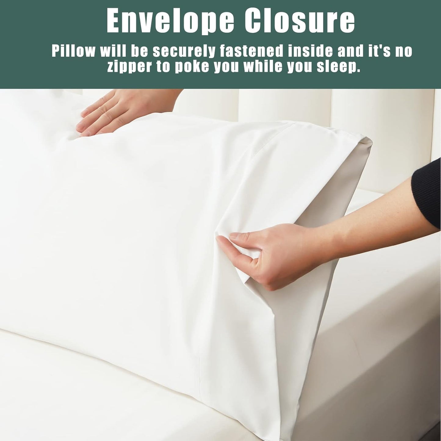 TELUS White Pillow Cases King Size 2 Pack, Bamboo Rayon Cooling Pillowcases with Envelope Closure, Cool & Breathable Pillow Cover for Hot Sleepers and Night Sweats, 20x40 inches