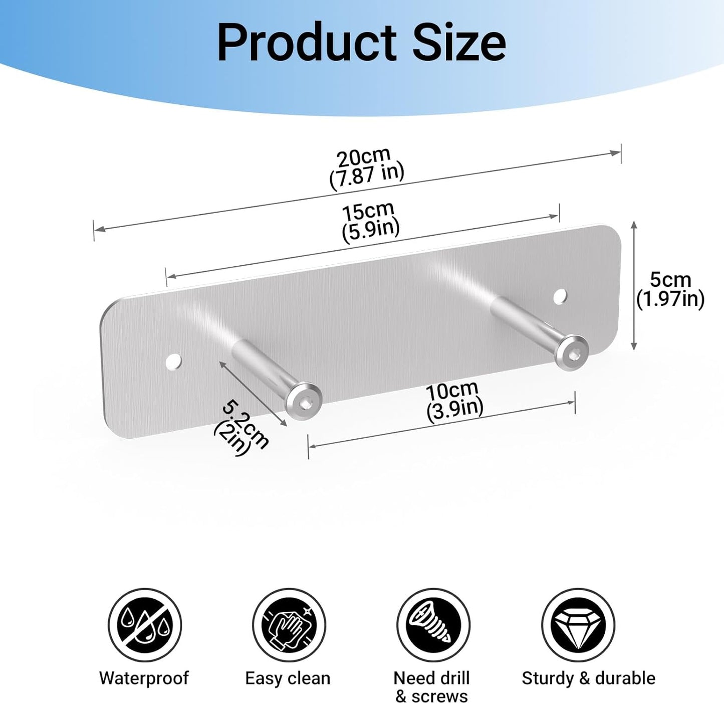 Ironing Board Holder Wall Mount, Ironing Board Hanger for Y or T Shaped, Laundry Rooms Stainless Steel Iron Board Hook with Adjustable Hooks