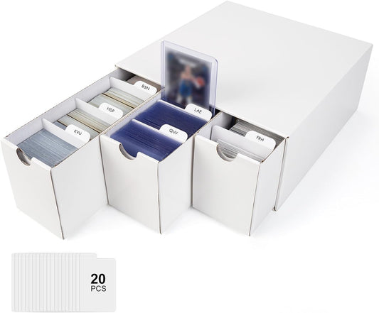 Trading Card Storage Box, Top Loaders Storage Box with 20 Card Dividers, Cardboard Trading Card Organizer for Collectible Cards Games,Card Box Fits For TCG,MTG,TCG and Basktaball Cards, 3 Drawer