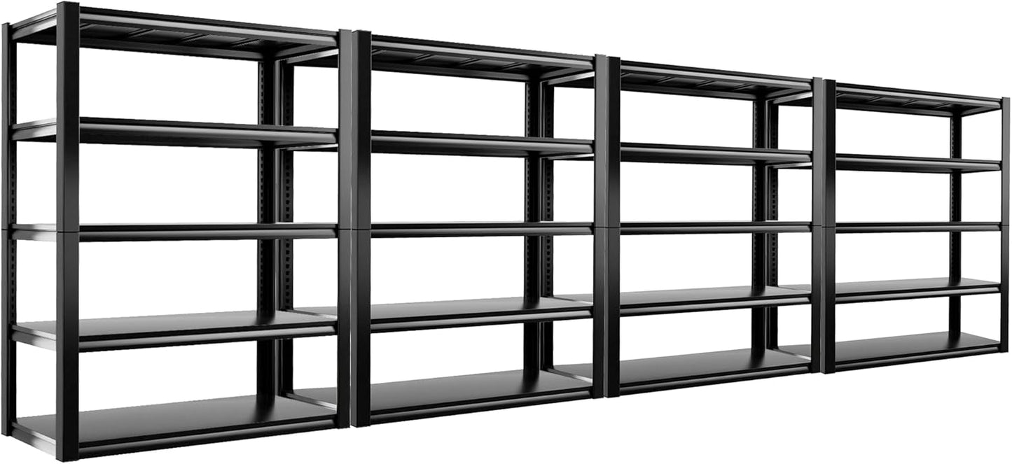 REIBII Garage Shelving Heavy Duty Storage Shelves, Extra Large Adjustable Storage Rack with 5 Tier Metal Shelving 2500LBS Heavy Duty Shelf for Garage Kitchen Pantry Warehouse Basement, 4 Pack