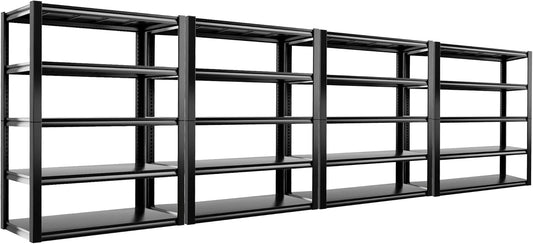 REIBII Garage Shelving Heavy Duty Storage Shelves, Extra Large Adjustable Storage Rack with 5 Tier Metal Shelving 2500LBS Heavy Duty Shelf for Garage Kitchen Pantry Warehouse Basement, 4 Pack