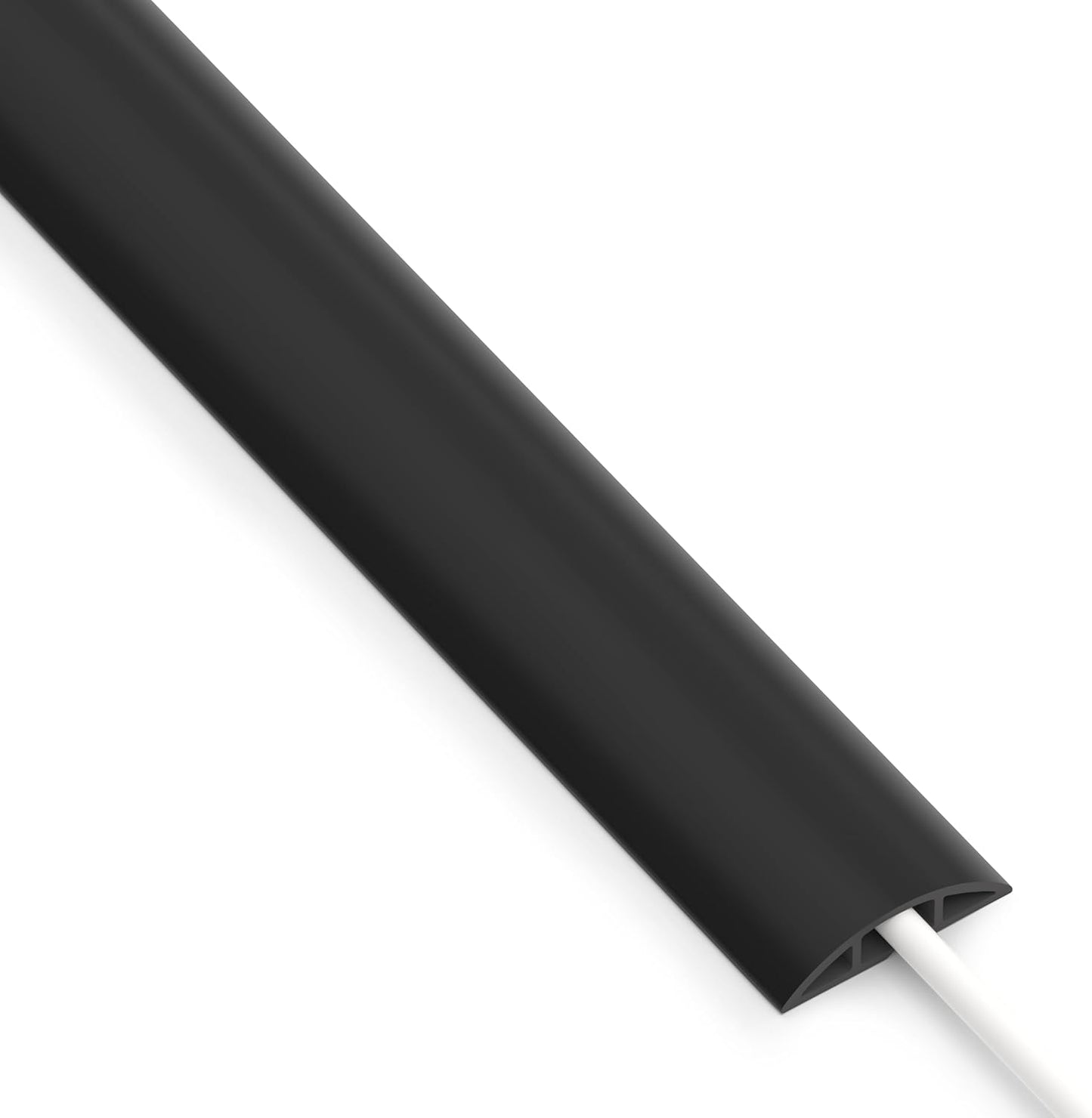 ZhiYo 3.6ft Cord Covers for Wires on Floor, Cord Hider Floor Hide Extension Cords, Soft PVC Cable Cover Cable Protector, Wire Cavity W0.62in H0.31in, Black