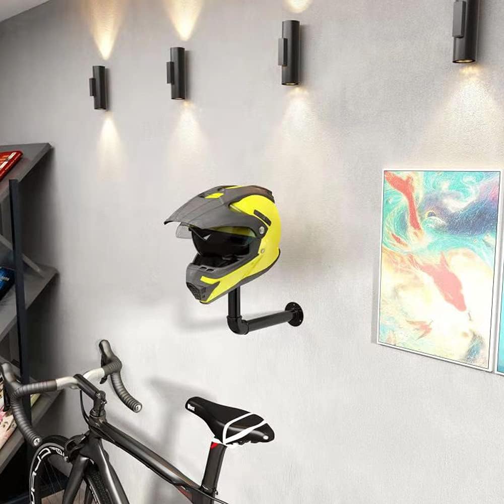 PEI Motorcycle Accessories Helmet Holder, Metal Hat Rack, Wig Storage Holder Display Stand, Helmet Hanger Rack Wall Mounted Hook for Coats