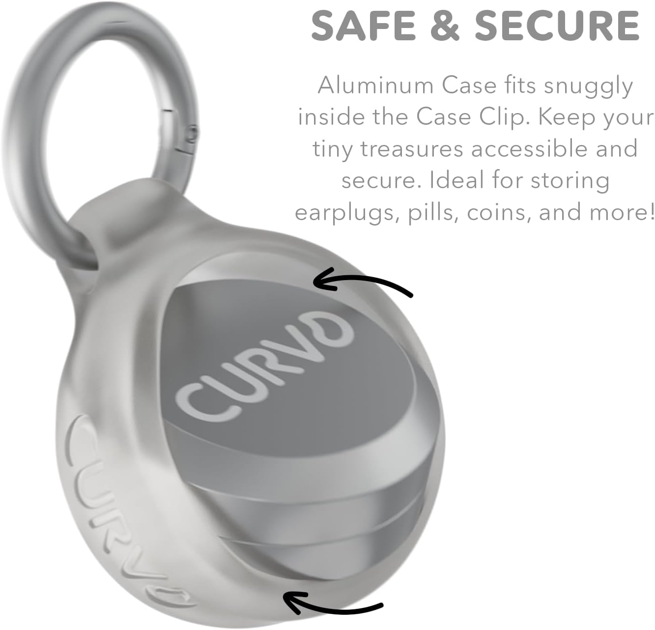 CURVD Premium Carrying Case – Durable Travel Keychain Container, Medicine Pill Organizer & Travel Pill Box, Small Waterproof Holder for Pills, Earplugs, Jewelry, Compatible with Loop, Vibes & Eargasm