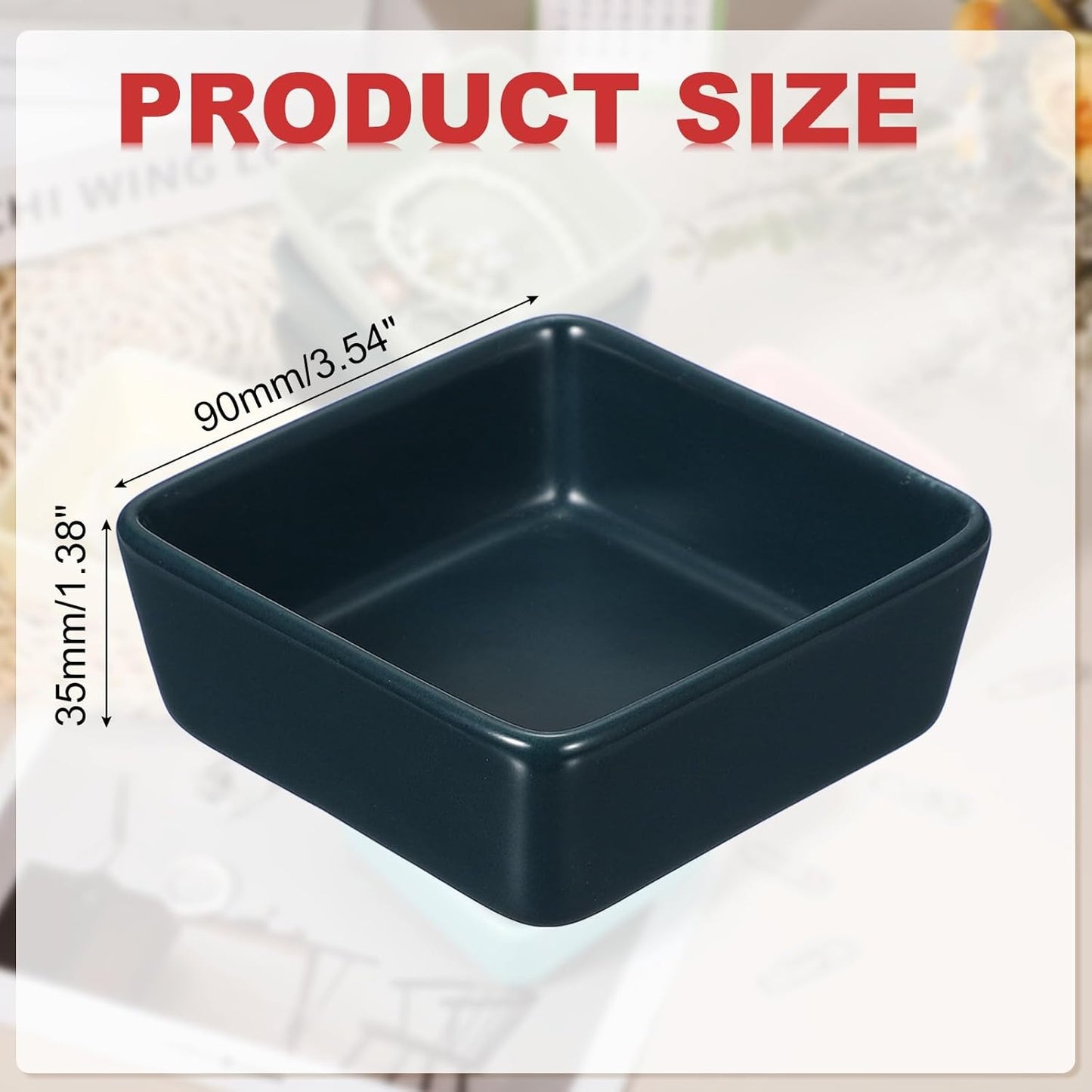 PATIKIL Square Paper Clip Holders, Ceramic Bowl Dish Clip Dispenser Organizer Desk Organizer Accessories for Office Desktop Decor Bobby Pin Binder Paper Clamp, Navy Blue