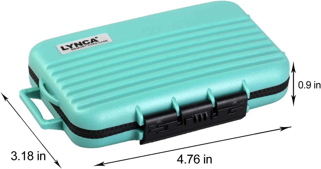 LYNCA 24 Slots Camera Memory Card Case Holder Water-Resistant Anti-Shock SD Card Case Holder Wallet for 8 SD Cards 4 CF Cards 12 Micro SD/TF Cards Storage Box, Compact Memory Cards Wallet (Green)