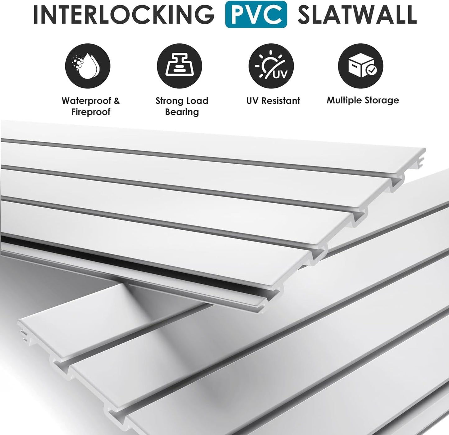 Braki PVC Slat Wall Paneling 2x4 ft, Garage Organizer Storage System, White Slatwall Panels for Garage Organization Product, Heavy Duty Wall Mounted Tool Storage for Home