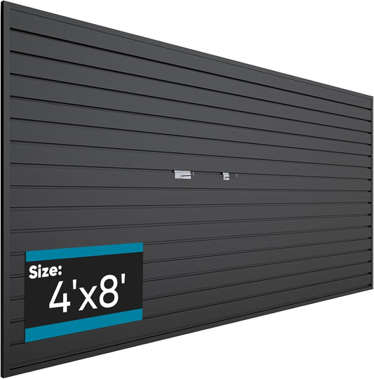 PVC Slat Wall Paneling 4x8 ft, Garage Organizer Storage System, Black Slatwall Panels for Garage Organization Product, Heavy Duty Wall Mounted Tool Storage for Home