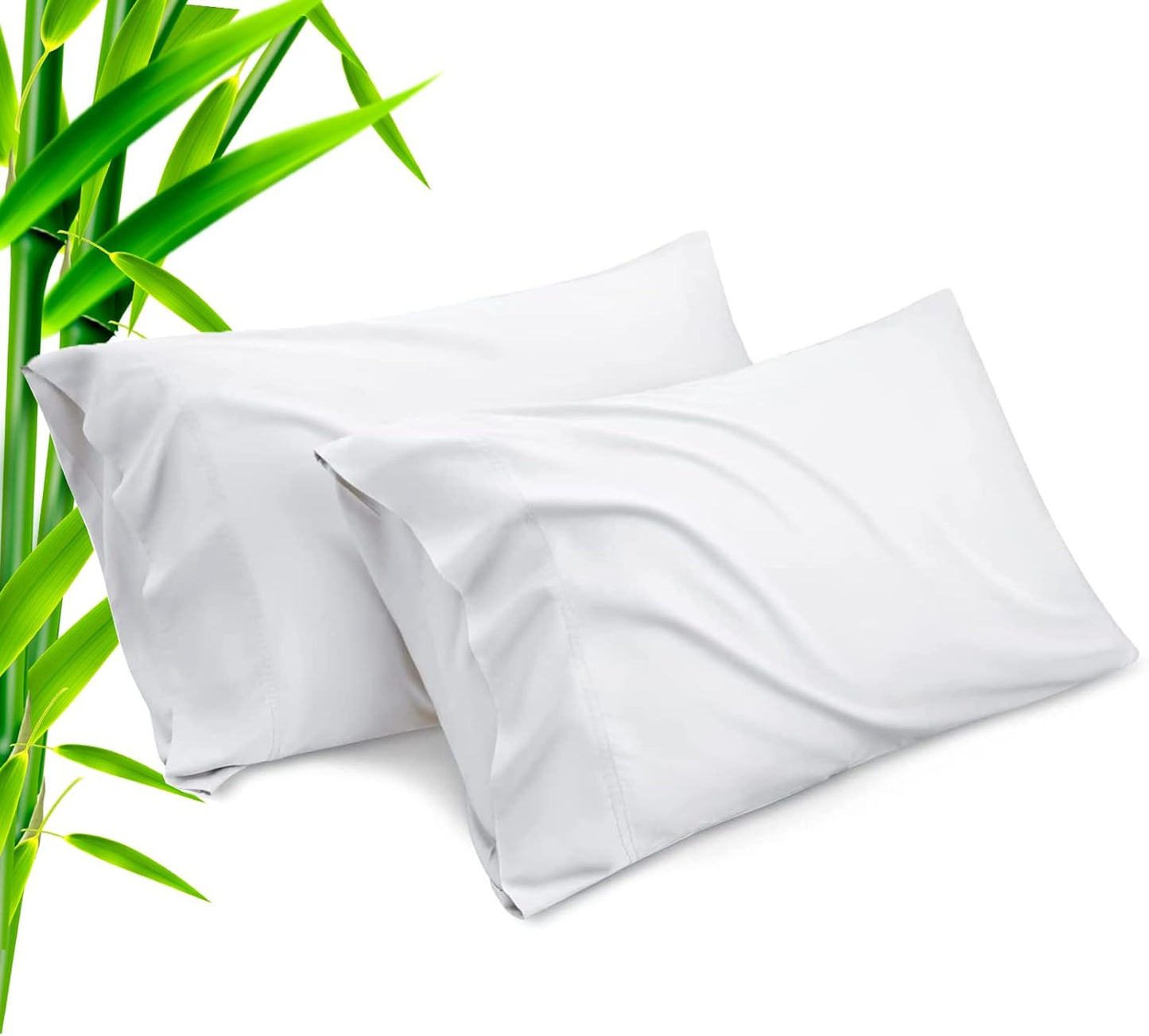 TELUS White Pillow Cases Queen Size 2 Pack, Bamboo Rayon Cooling Pillowcases with Envelope Closure, Cool & Breathable Pillow Cover for Hot Sleepers and Night Sweats, 20x30 inches
