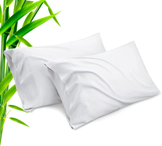 TELUS Pillow Cases King Size 2 Pack, Bamboo Rayon Cooling Pillowcases with Envelope Closure, Cool Breathable Pillow Case for Hot Sleepers & Night Sweats, 20x36 inches, White