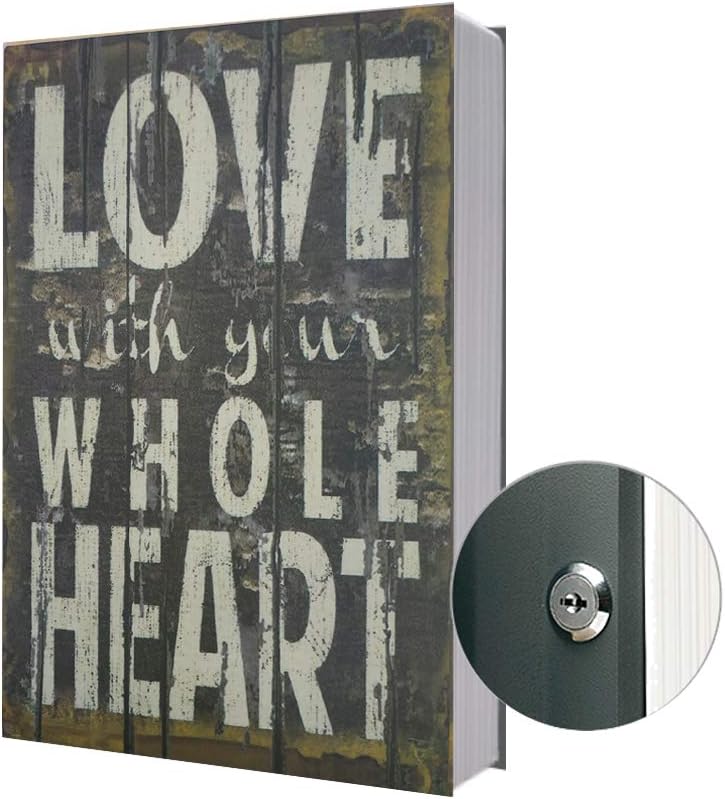 Large Diversion Book Safe Storage Box (Size 10.5"×8"×2.6") With Security Key Lock, Dictionary Secret Hidden Safe (Love-Key)