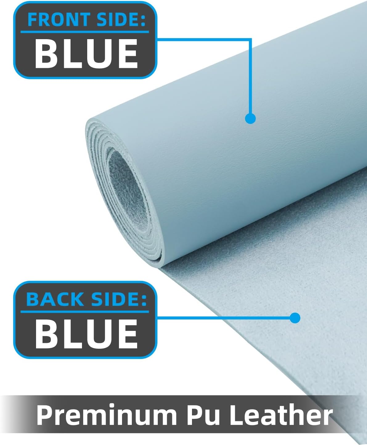 Leather Desk Pad Protector, Large Mat, Mouse Pad & Keyboard Cover - Non-Slip PU Leather Blotter - Office & Home (Light Blue, 48" x 17")