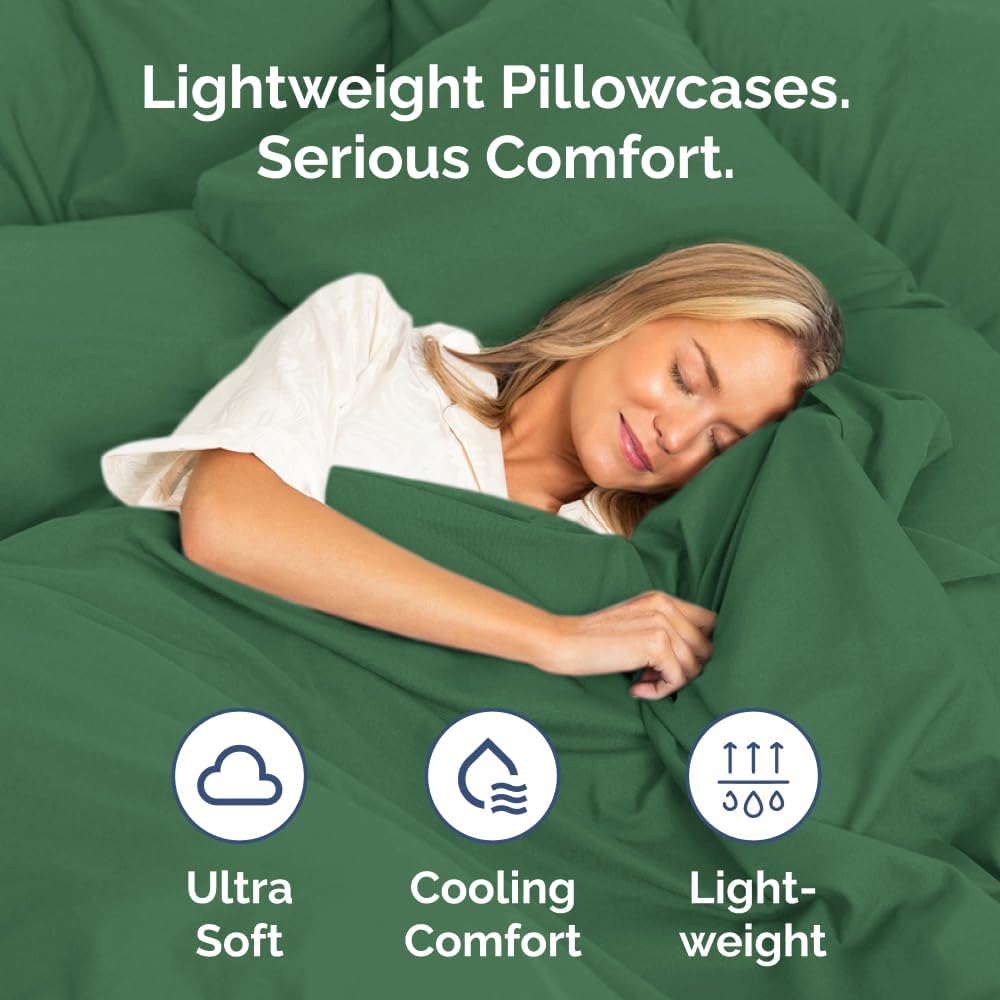 King Pillow Cases - 4 Pack - Super Soft Pillowcase Covers - Envelope Enclosure - Hotel Quality Pillow Protectors - Wrinkle Free, Shrink & Stain Resistant - Machine Washable - 20" x 40" (Emerald Green)