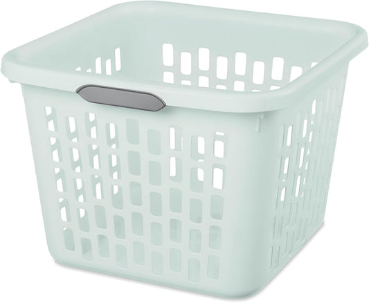 Sterilite Laundry Basket, Plastic Clothes Hamper, Large Square Bin with Comfort Grip Handles and Reinforced Rim, 1.5 Bushel Capacity, Mint, 18 Pack