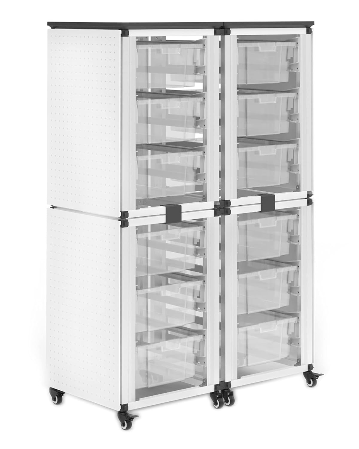 LUXOR MBS-STR-22-12L Modular Classroom Storage Cabinet - 4 Stacked modules with 12 Large Bins