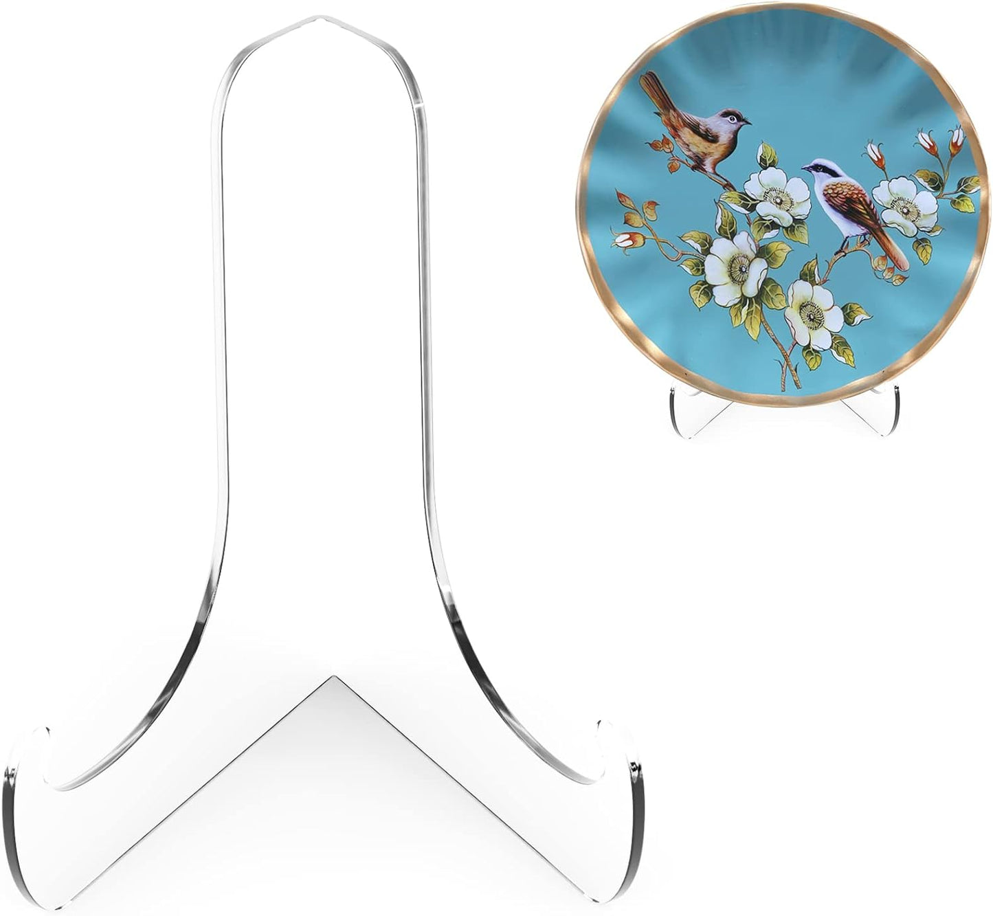 Boloyo 60-Degree Angle Acrylic Plate Display Stand , 4.5 Inch 2PC Clear Acrylic Display Holder Easel Base for Home Office Kitchen School Art Display