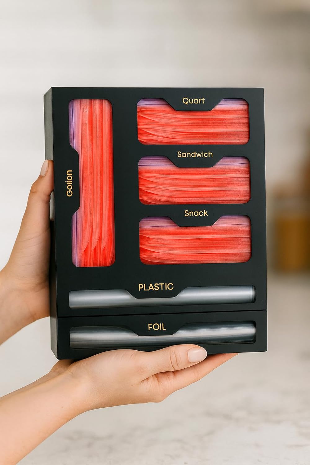6 in 1 Ziplock bag organizer Bamboo Organizer, Compatible with Gallon, Quart, Sandwich and Snack.