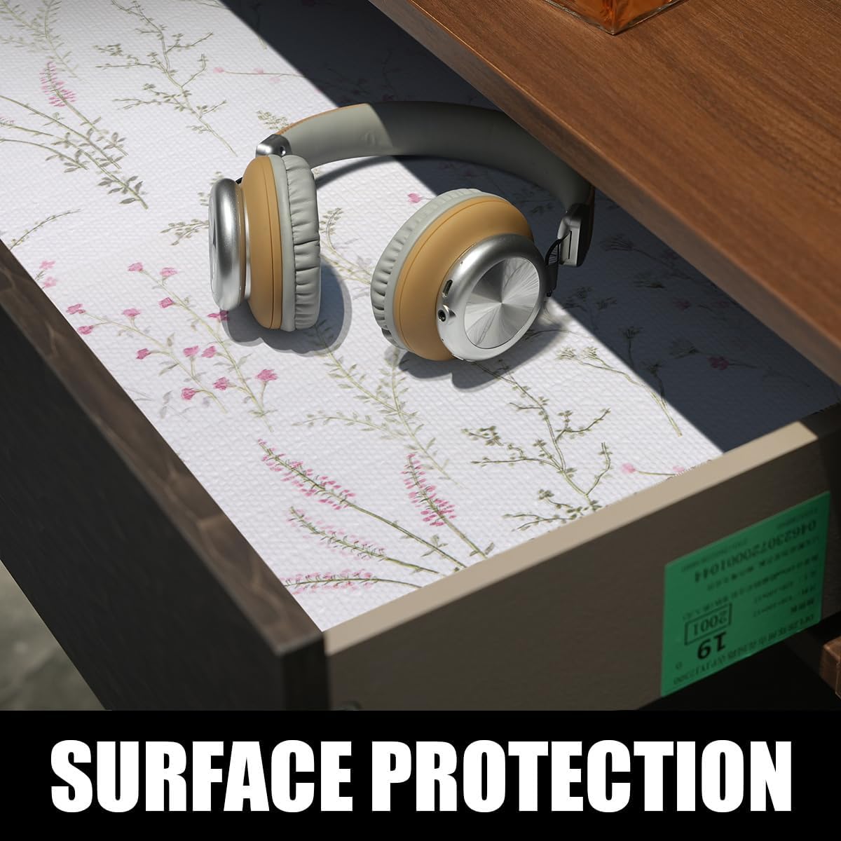 Floral Drawer and Shelf Liner for Cabinets, 12IN x 20FT Non-Adhesive and Strong Non-Slip Flower Shelf Cabinet Drawer Liners for Kitchen,Table,Bookshelves,Waterproof Cupboard Liners