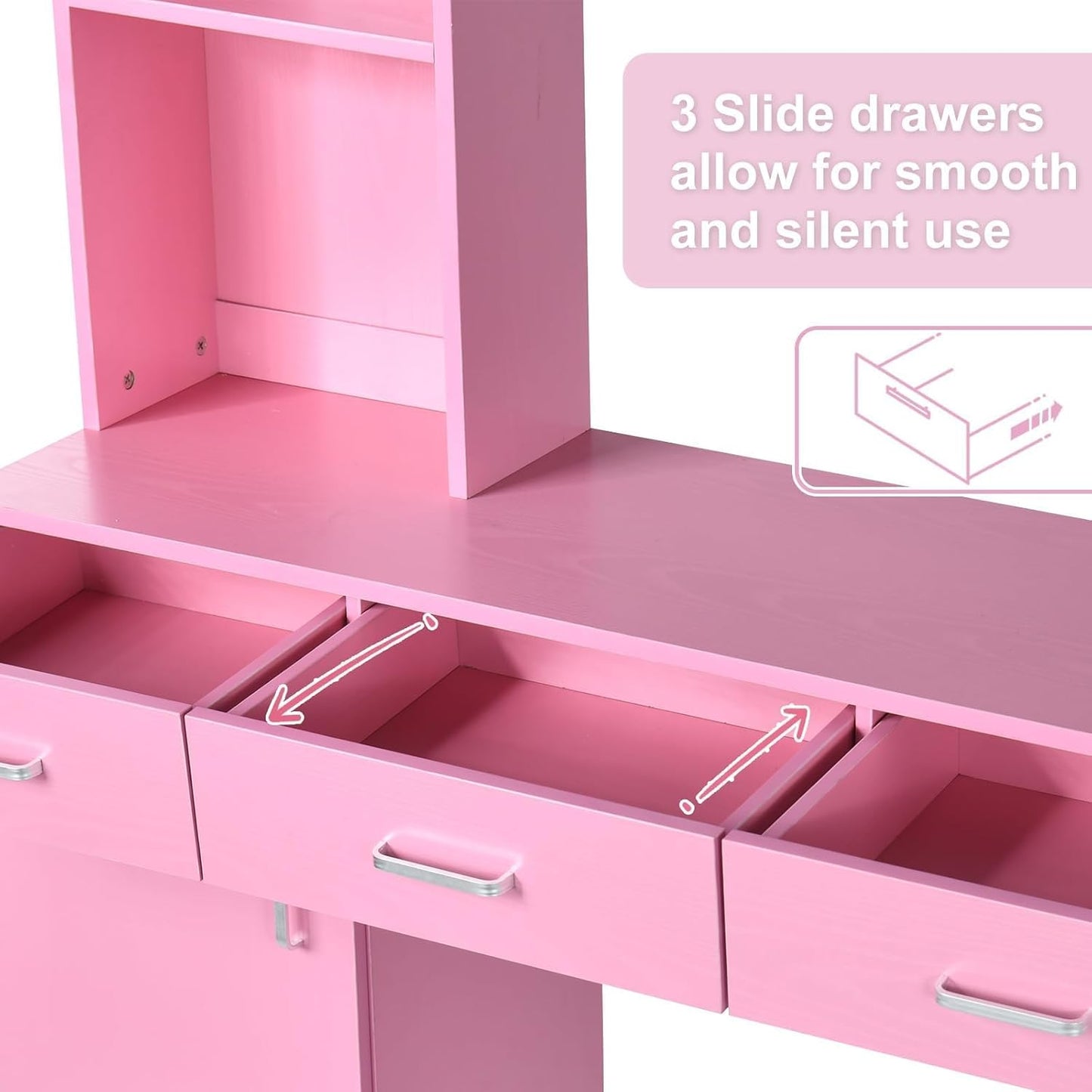 4ever2buy Barber Station for Hair Stylist, Salon Wall Station with Barber Cabinet, Hair Stations Equipment Hair Dryer Holder, Drawers (Pink)