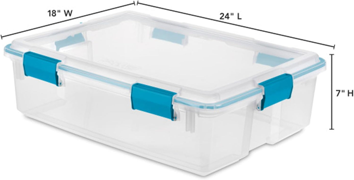 Sterilite 12-Pack Gasket Box, Weather-Resistant Storage Bins with Latching Lids, 37 Quart - Heavy-Duty Organizing Containers for Closet, Bathroom, and Office