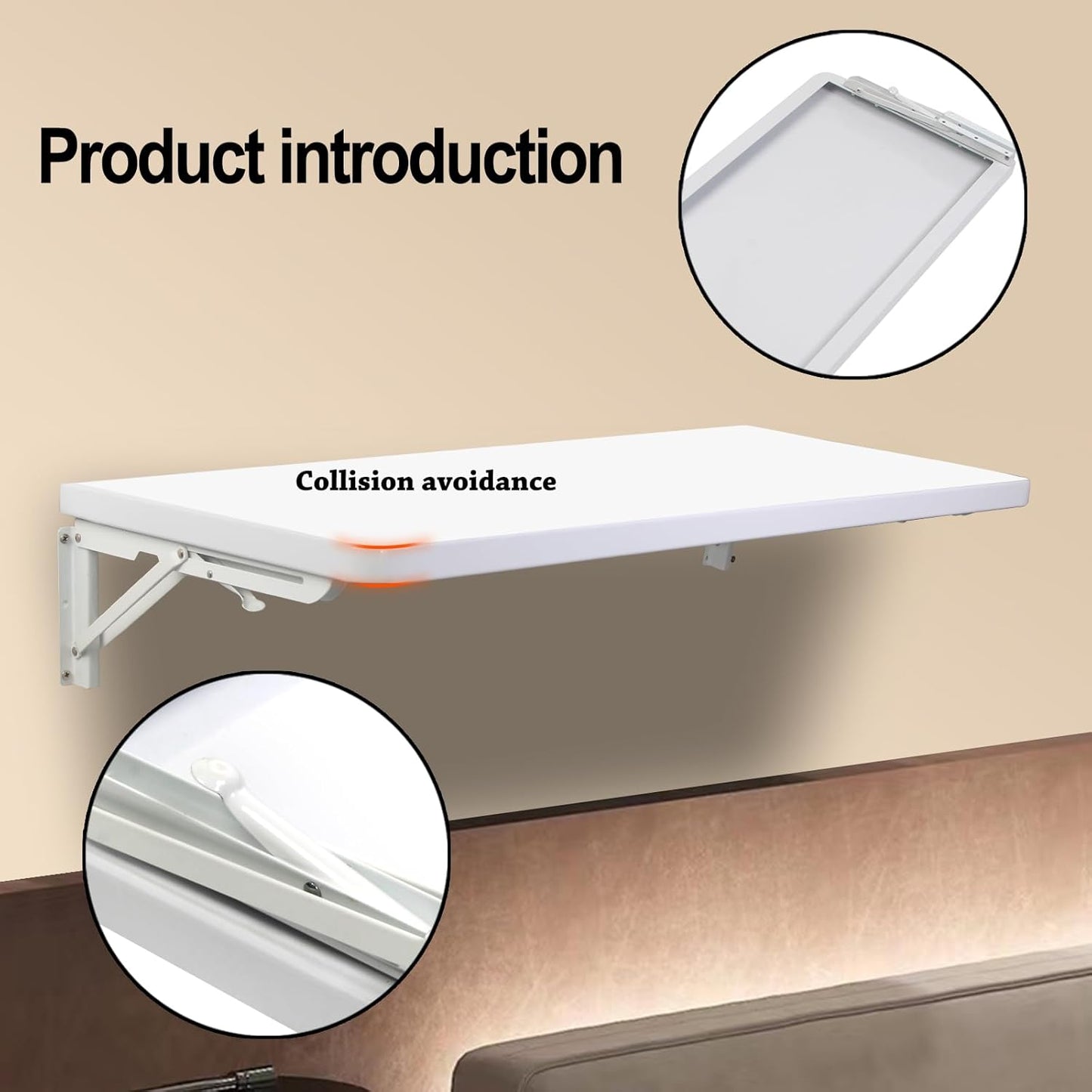CYGJSYEASpace-Saving Wall-Mounted Fold-Down Laundry Room Table, Multipurpose Kitchen, Home Bar, & Workshop Counter, Durable Aluminum Surface, Waterproof & Low-Maintenance (80x50cm/31.5"×19.7")