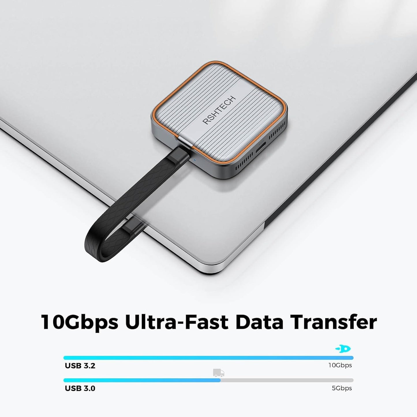 RSHTECH Magnetic M.2 NVMe SSD Enclosure 10Gbps USB C 3.2 to NVME Adapter Support PD 100W and SSD Size 2230/2242 B+M M-Key for iPhone 16 15 Pro/Pro Max/Plus ProRes, iPad Pro and More