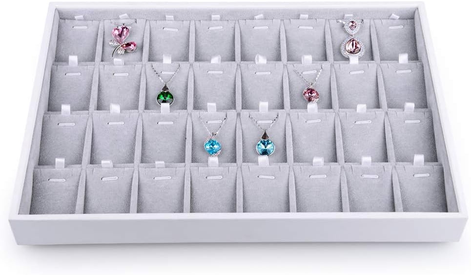 Oirlv Velvet Stackable Jewelry Tray 32 Grids Pendant Organizer Display Showcase Jewelry Storage Trays