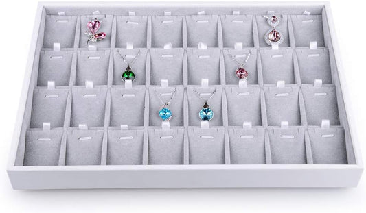 Oirlv Velvet Stackable Jewelry Tray 32 Grids Pendant Organizer Display Showcase Jewelry Storage Trays