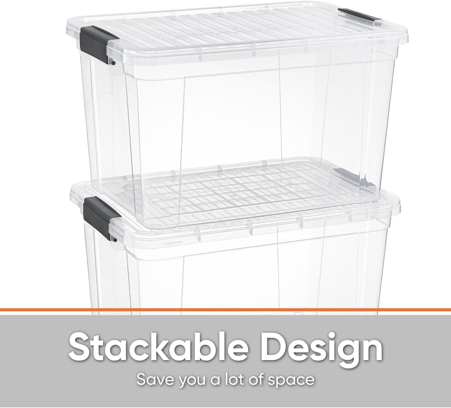 Superio Storage Bins with Lids- 6 Pack, 4.75 Qt Clear Boxes for Organizing, Stackable Plastic Containers- BPA Free, Non-Toxic, Odor Free, Organizer for Home, Office, Dorm