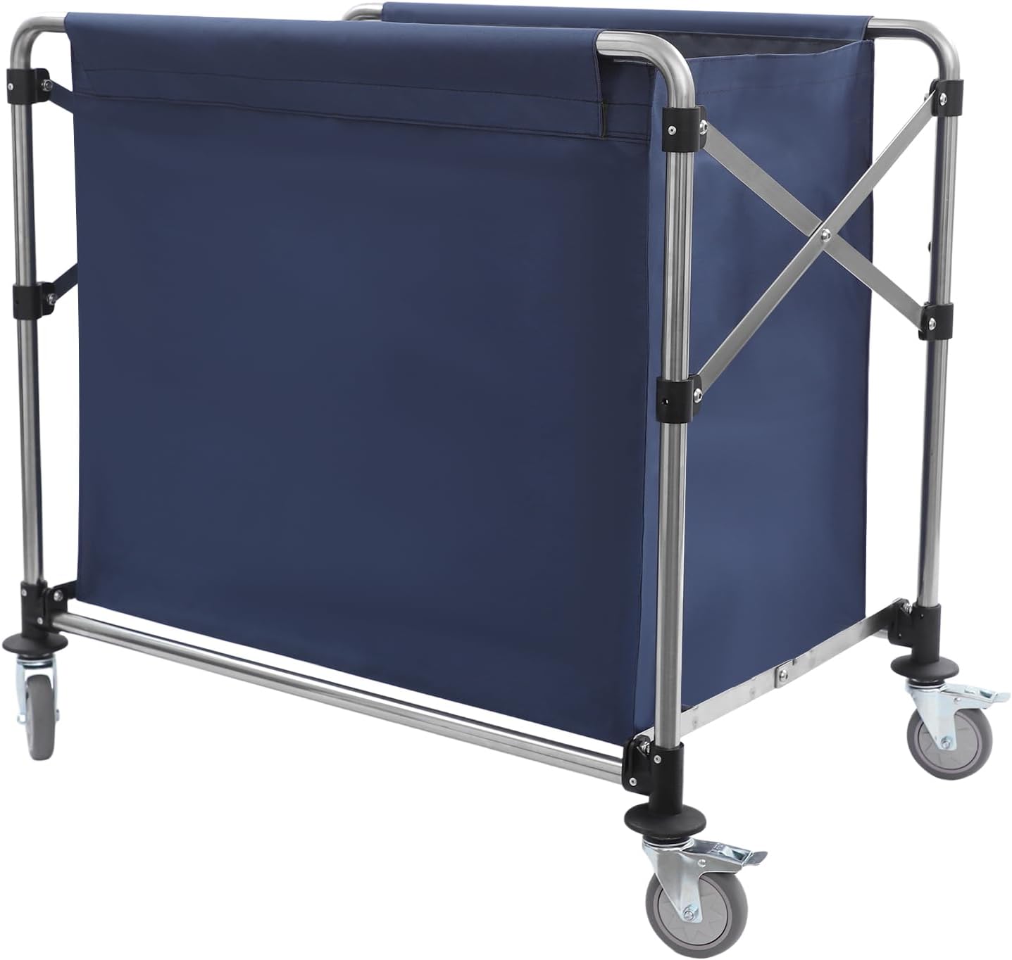 Commercial Laundry Cart with Wheels,Folding Laundry Hamper Cart,Heavy Duty Rolling Laundry Basket with Large Capacity,Laundry Sorter Trolley for Home Hotel Apartment (Blue, 35.43 * 23.62 * 34.65in)