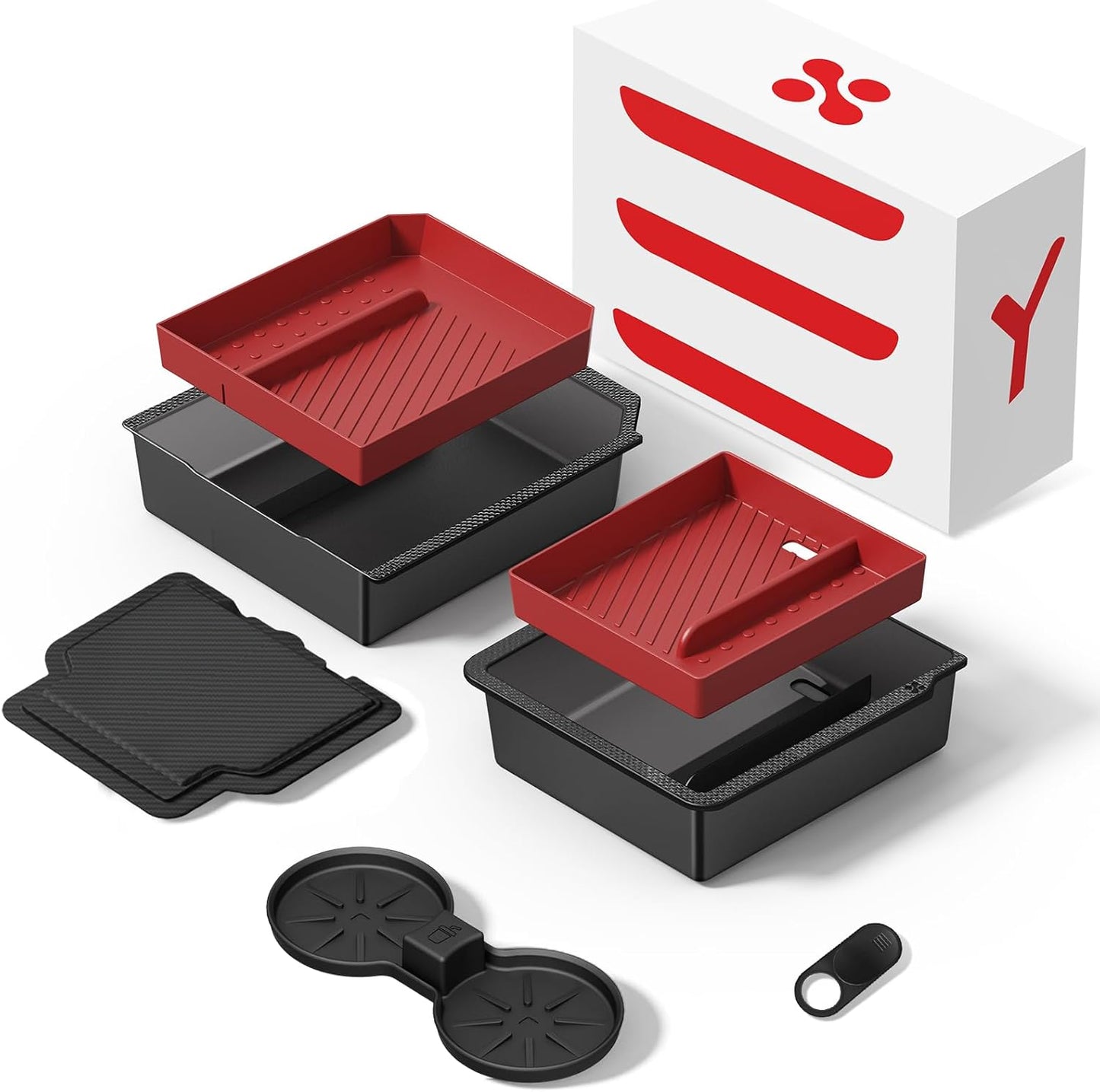 Center Console Organizer Tray for Tesla New Model Y Juniper Accessories 2025 2026(Material PC Superior), Cup Holder, Hidden Storage Box & Armrest Drawer Organizer (Model Y 25-26 （PC Material）)