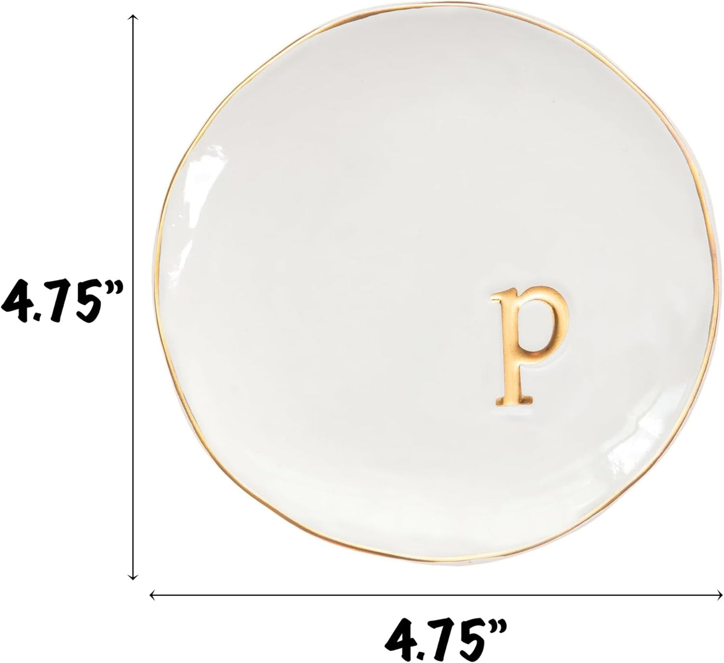 COLLECTIVE HOME - Ceramic Jewelry Tray, Decorative Trinket Dish for Rings Earrings Necklaces Bracelet Watch Keys, Birthday Mother's Day Christmas Gift for Women, 4.75", Glossy (p)