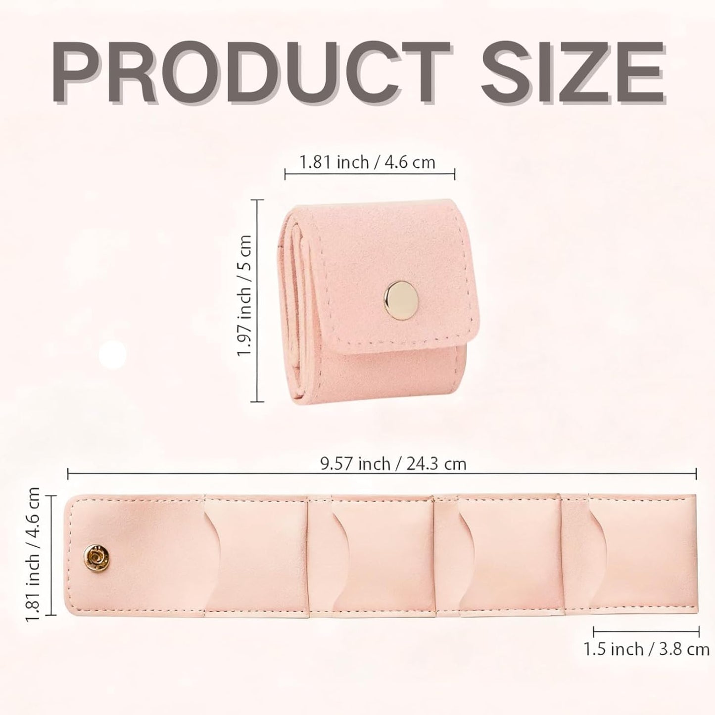 Mini Travel Jewelry Bag,Mini Jewelry Pouch,Protable travel Jewelry Storage Organizer Case,Small Jewelry Storage Roll with Buckle for Earrings,Rings,Necklaces (Off-white, 1Pcs)