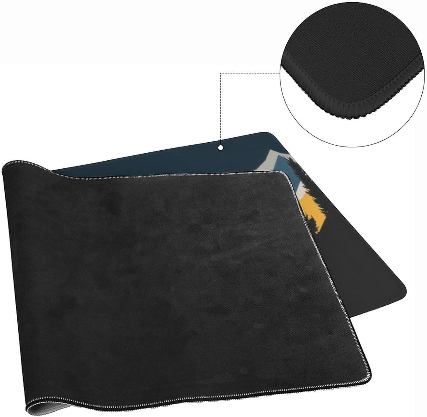 Colorful Mountain Forest Large Mouse Pad, Vintage Aesthetic Gaming Desk Mat, XXL Keyboard Desk Pad Mat for Desktop, 35.4"x15.7" Non-Slip Base Big Mousepad with Stitched Edges