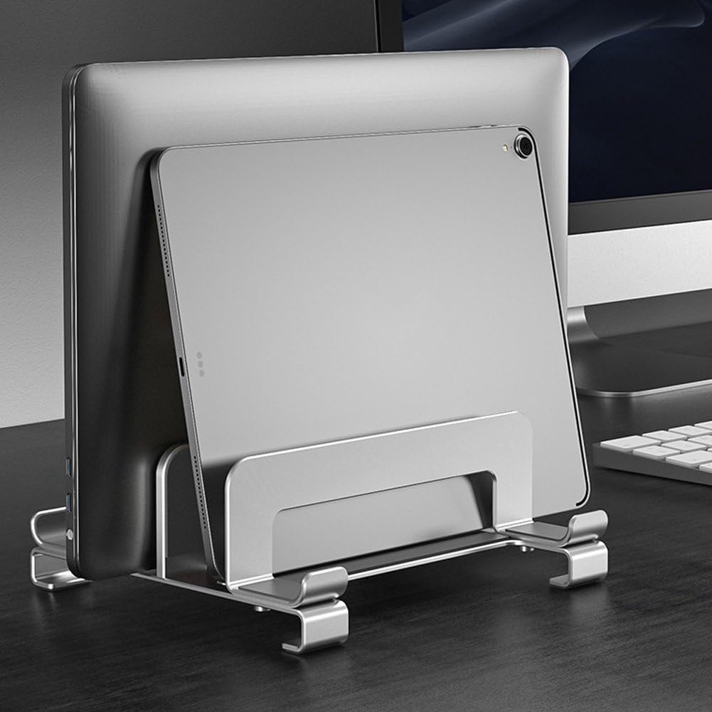Vertical Laptop Stand Holder, Compatible Desktop Laptop Holder, Adjustable Notebook Dock, 3 in 1 Computer Stand for Laptop/Tablet