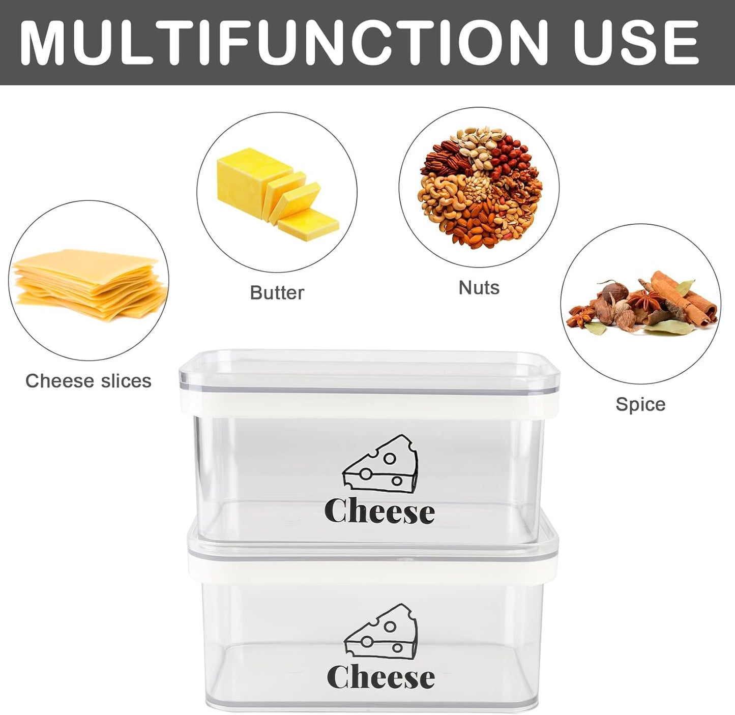 Cheese Container for Refrigerator 2 Pack,Shredded Cheese Storage Container With Lid,Bpa-Free Deli Meat Storage Containers,Cream Cheeses,Fridge Organizers and Storage for Slice Cheeses Holder