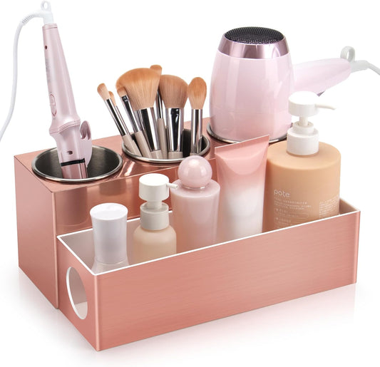 Hair Tool Organizer - Bathroom Vanity Organizers and Storage, Hair Styling Accessories Hot Tools Organizer Hair Dryer, Blow Dryer, Curling Iron, Flat Iron, Hair Straightener, Pink